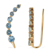 Swiss Blue Topaz Graduating Climber Earrings in 14K Yellow Gold Over Sterling Silver 4.15 ctw