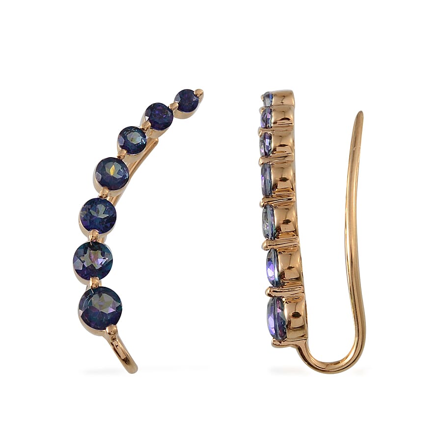2.55 ctw Aura Blue Topaz Earrings in 14K Yellow Gold Over Sterling Silver
