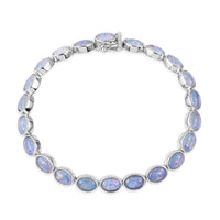 18.40 ctw Boulder Opal Triplet Bracelet in Platinum Over Sterling Silver 10.70 Grams (8.00 In)