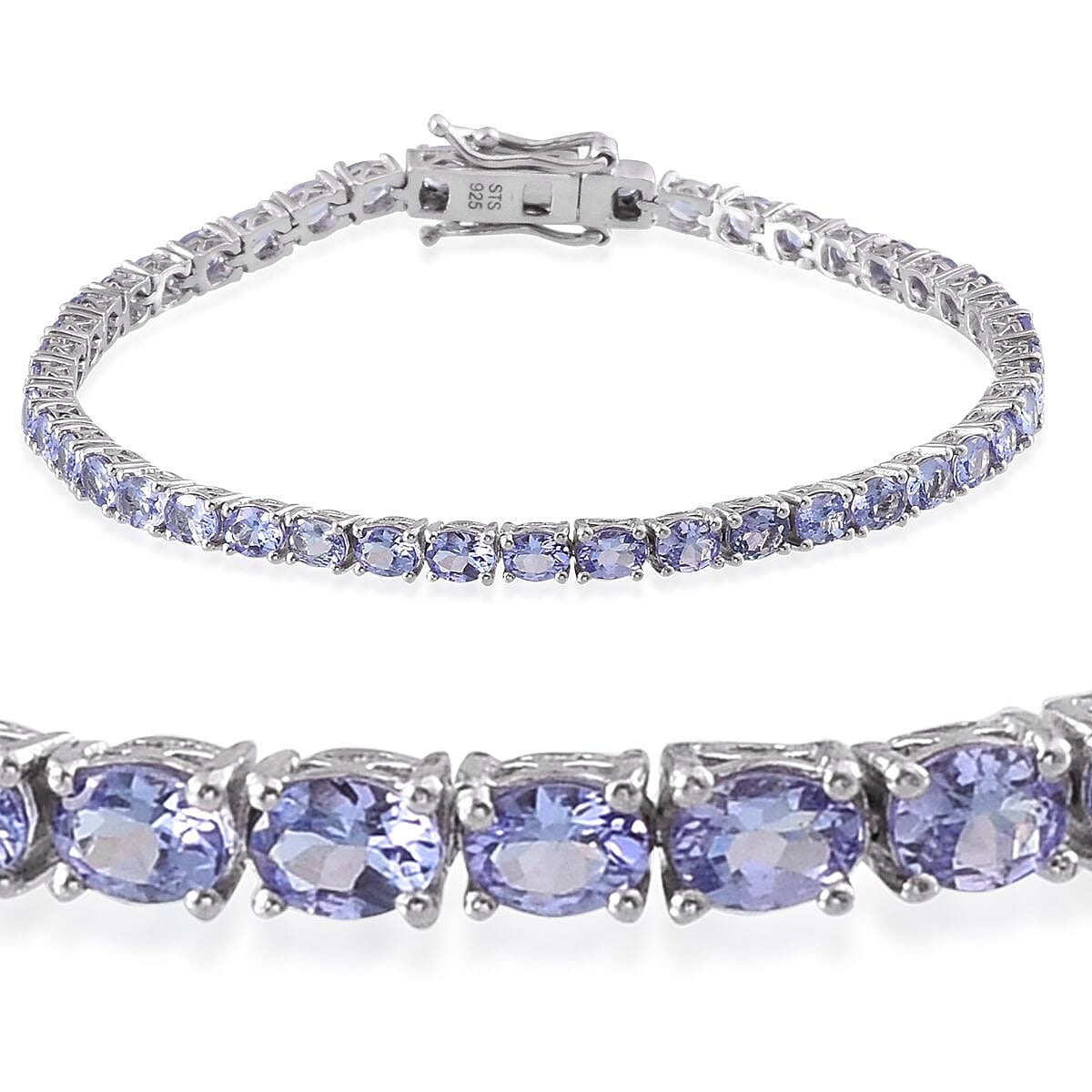 Tanzanite Platinum Over Sterling Silver Bracelet (7.50 In) TGW 8.250 cts.