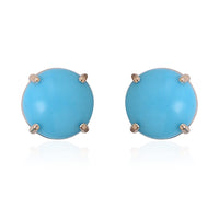 14K Yellow Gold Sleeping Beauty Turquoise Stud Earrings 1.25 ctw
