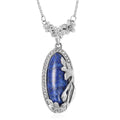 Lapis Lazuli 16.50 ctw Necklace in Stainless Steel, Austrian Crystal Necklace, Flower Jewelry For Women 20 Inches - Sticky add to cart bar