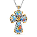Murano Style Cross Necklace For Women in ION Plated YG Stainless Steel, Cross Pendant - Sticky add to cart bar