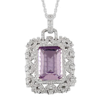 7.33 ctw Rose De France Amethyst and Zircon Pendant in Sterling Silver