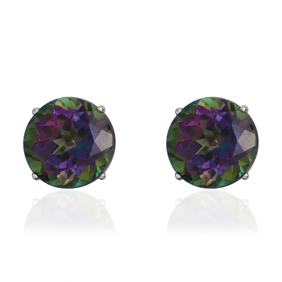 Mystic Green Topaz 4.25 ctw Earrings in 14K White Gold