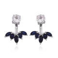 Lab Created White Sapphire and Lab Created Blue Sapphire Earrings in Sterling Silver - Sticky add to cart bar