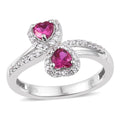 Created White Sapphire, Synthetic Ruby Sterling Silver Ring (Size 7) TGW 36.256 Cts. TGW 36.26 Cts. - Sticky add to cart bar
