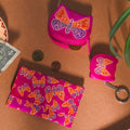 Pink Genuine Leather Butterfly Coin Pouch, Keychain and Wallet (4.5"x3") - Sticky add to cart bar