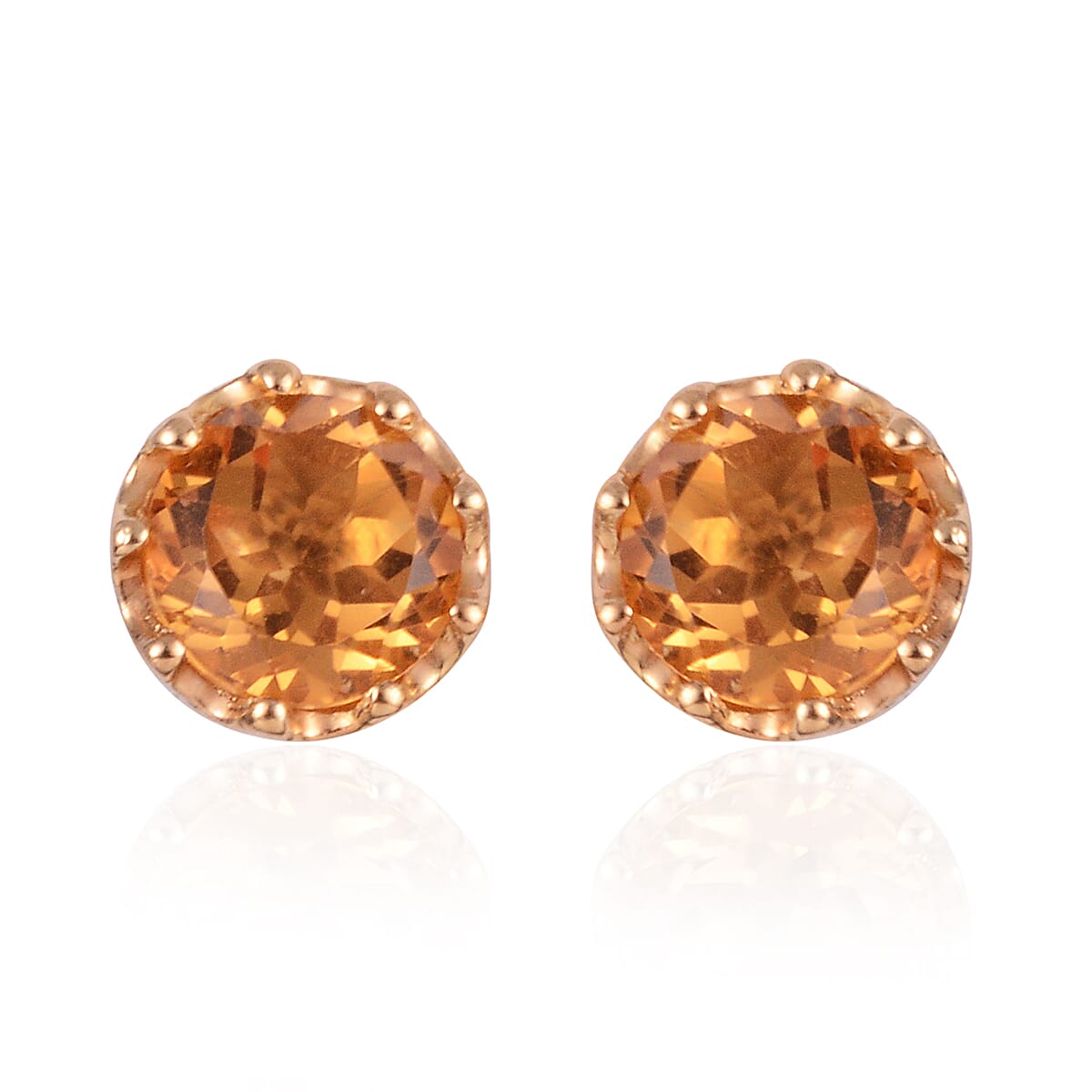 Brazilian Citrine and Zircon 3.40 ctw Earrings in 14K Yellow Gold Over Sterling Silver