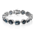 London Blue Topaz and Cambodian Zircon 32.97 ctw Bracelet in Platinum Over Sterling Silver (8.00 In) - Sticky add to cart bar