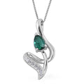 Lab Created Emerald and Lab Created White Sapphire Pendant Necklace 18 Inch in Sterling Silver - Sticky add to cart bar