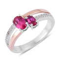 Lab Created Ruby and Lab Created White Sapphire Ring in 10K Rose Gold and Sterling Silver (Size 7) - Sticky add to cart bar
