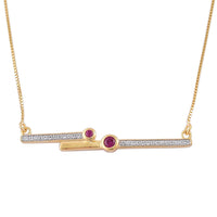 Lab Created Ruby and Lab Created White Sapphire Necklace 18 Inch Sterling Silver