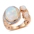 Ethiopian Welo Opal and Cambodian Zircon Ring in 14K Yellow Gold Over Sterling Silver 10.20 Grams 2.68 ctw - Sticky add to cart bar