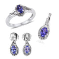 Tanzanite, White Topaz Sterling Silver Earrings, Pendant, Ring (Size 7) TGW 1.505 Cts. TGW 1.51 Cts. - Sticky add to cart bar