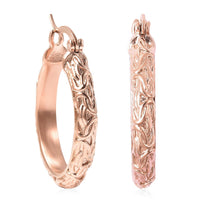 Engraved Hoop Earrings in ION Plated Rose Gold Stainless Steel