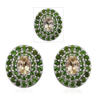 Turkizite, Chrome Diopside Platinum Over Sterling Silver Earrings 3.00 ctw