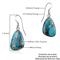 SANTA FE Style Mojave Blue Turquoise Dangle Earrings in Sterling Silver 18.00 ctw