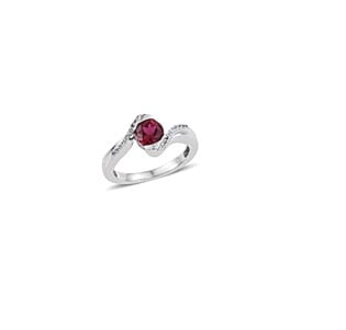Lab Created White Sapphire and Lab Created Ruby Ring in Sterling Silver (Size 7) (1)