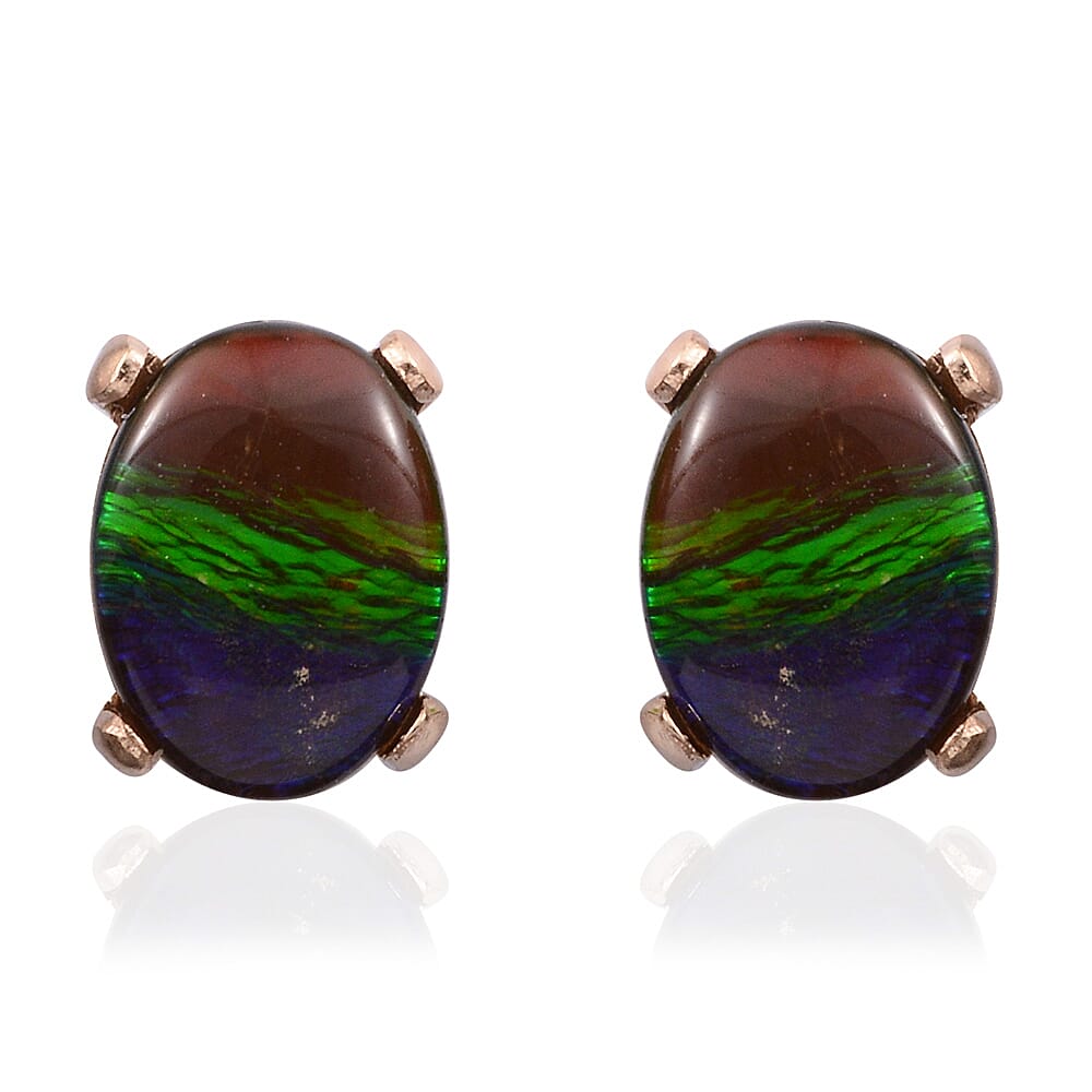Ammolite 14K Yellow Gold Earring 2.36 Cttw -ST