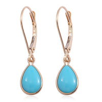 14K Yellow Gold Arizona Sleeping Beauty Turquoise Lever Back Dangle Earrings 1.80 ctw