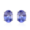 14K WG Premium AAA Tanzanite Oval Stud Earrings TGW 1.32 cts. - Sticky add to cart bar