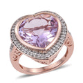 Rose De France Amethyst, Zircon Ring in 14K RG Over Sterling Silver (Size 10.0) 7.36 ctw - Sticky add to cart bar