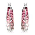 Pink and White Austrian Crystal Hoop Earrings in Silvertone - Sticky add to cart bar