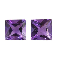 Princess Cut Rose De France Amethyst Set of 2 (Sqr 8 mm) 3.97 ctw Loose Gemstone