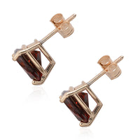 10K Yellow Gold Mozambique Garnet Trillion Cut Stud Earrings 2.25 ctw