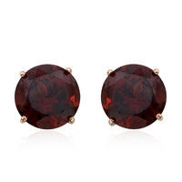 Mozambique Garnet 3.00 ctw Round Stud Earrings in 10K Yellow Gold