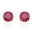 10K Yellow Gold Niassa Ruby (FF) Round Stud Earrings 3.50 ctw - Sticky add to cart bar