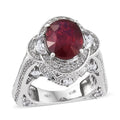 Niassa Ruby (FF) and White Topaz Ring in Platinum Over Sterling Silver (Size 7) 12.45 ctw - Sticky add to cart bar