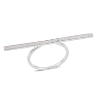Simulated Diamond Middle Finger Bar Ring in Sterling Silver (Size 7)