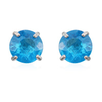 Iliana Betroka Blue Apatite 1.00 ctw Round Stud Earrings in 18K White Gold