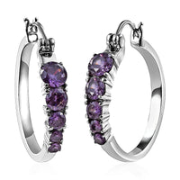 Simulated Amethyst Hoop Earrings