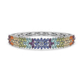 Multi Gemstone Platinum Over Sterling Silver Bangle (7.25 in) TGW 10.49 cts. - Sticky add to cart bar