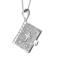 Psalm 23 Bible Pendant Necklace in Platinum Over Sterling Silver, Religious Jewelry For Women 20 Inches