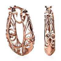 Heart Hoop Earrings in 14K Rose Gold Over Sterling Silver 4.46 Grams