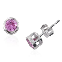 1.20 ctw Lab Created Pink Sapphire Stud Earrings in Sterling Silver