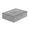Handcrafted Aluminum Oxidized Tiger Pattern 2 Tier Jewelry Box (11x3x8 in) - Sticky add to cart bar