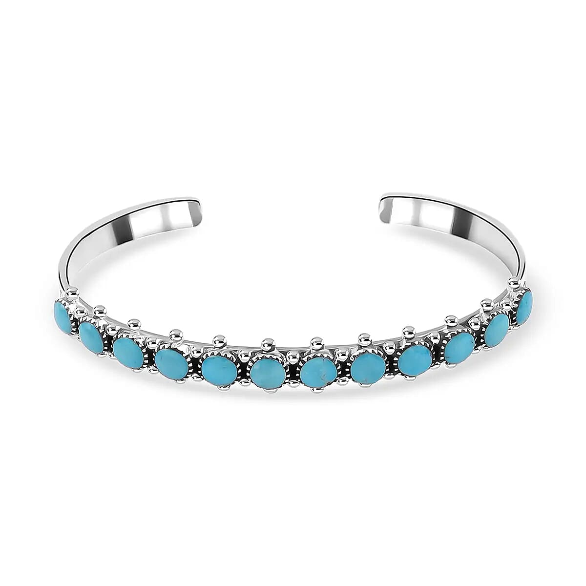 Santa Fe Style Kingman Turquoise Cuff Bracelet in Sterling Silver (7.50 in) 2.50 ctw