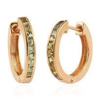 Ambanja Demantoid Garnet Hoop Earrings in 14K Yellow Gold Over Sterling Silver 1.15 ctw