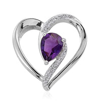 Amethyst and White Topaz Pendant without Chain in Sterling Silver 1.17 ctw