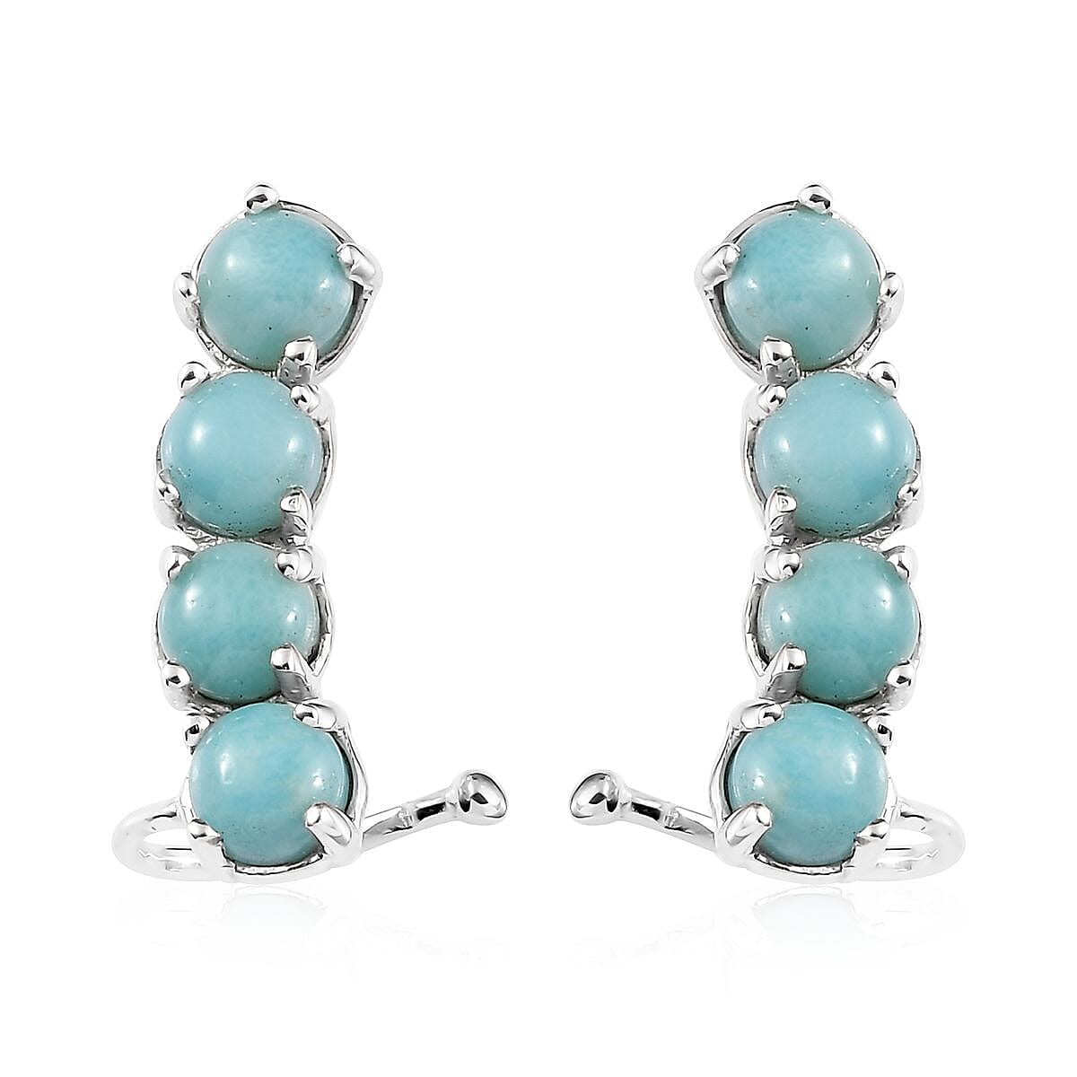 D'Joy Larimar 5.30 ctw Earrings in Platinum Over Sterling Silver