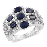 2.08 ctw Madagascar Blue Sapphire and White Topaz Ring in Sterling Silver (Size 10)