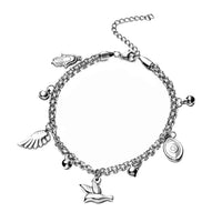 Love for Animals Bell Charm Anklet in Stainless Steel (9-11 in)