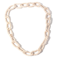 Cream Seed Beads Link Necklace (33 Inches)
