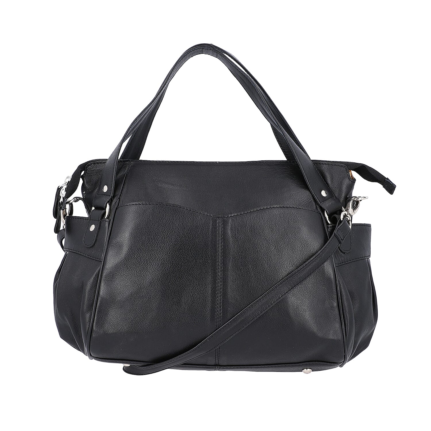 100%  Genuine Leather RFID Bailey Bag, Color : Black, Size : 17x11x3 in