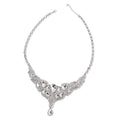 Simulated White Diamond Bib Statement Necklace 22 Inch in Silvertone - Sticky add to cart bar